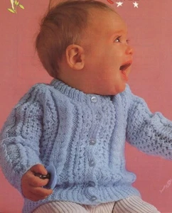 Baby toddler knitting pattern copy cardigan 8 Ply 46 - 56 cms - Picture 1 of 2