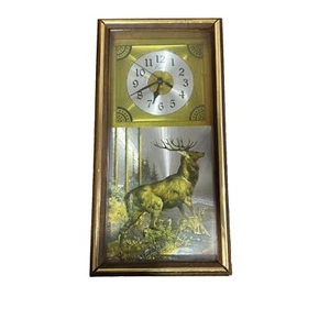 Emdur Wall Clock Buck Deer In Forest Winter Scene retro holographic 1984 works - Picture 1 of 10