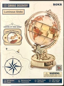 ROKR Luminous Globe Wood 3D Puzzle 180 Pcs USB Power Mechanical Gear NEW Sealed! - Picture 1 of 2