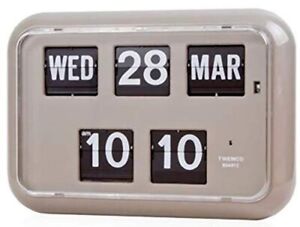 NEW TWEMCO QD-35 Table & Wall Clock Digital Flip Clock With Calendar Gray F/S