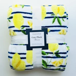 NEW CHARTER CLUB 50" X 70" LEMON FRUIT STRIPE FLEECE COZY PLUSH THROW BLANKET - Picture 1 of 8