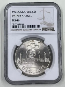 1973 Singapore S$5 NGC MS66 7th Seap Games - Picture 1 of 4