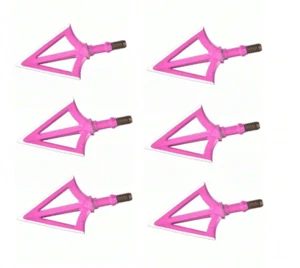 6PCS Pink 3-Blade Hunting Bow 100 Grain Broadhead Archery Arrowhead Arrow Points - Picture 1 of 5