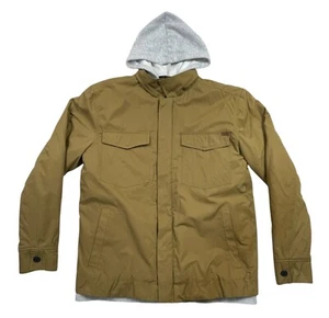 BILLABONG Surf Plus Jacket Insulated Tan Khaki Full Zip Lined Fleece Hood Size L - Picture 1 of 17