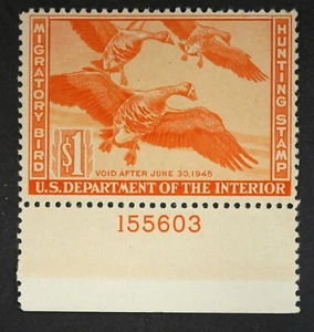 RW11 Federal Duck Hunting Stamps Fine MNH OG w/PB# Bird Hunting Stamp 1944 - Picture 1 of 2