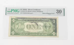 VF30 1935-E $1 Silver Certificate - FR#1614 (TG Block) Printing Error PMG *6560 - Picture 1 of 3