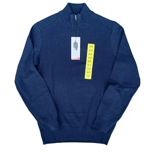 Suéter Robert Graham Azul Marino Lujoso Tela Tejida 1/4 Cremallera para Hombre Talla S - Imagen 1 de 12