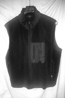 Chaleco utilitario de vellón negro Express con cremallera completa para hombre talla XL 3 bolsillos con cremallera Foto 1 de 4