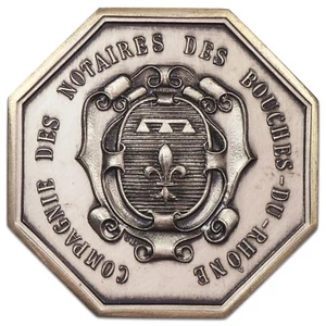 France - jeton Compagnie des notaires des Bouches-du-Rhône Michaut argent - RARE - Picture 1 of 3