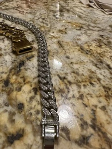 10mm Miami Cuban Link Chain & 20mm Bracelet Set 14k Gold Plated - Picture 1 of 7
