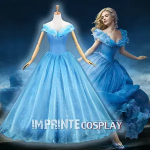Adult Cinderella 2015 Deluxe Dress Cosplay Costume Princess Ball Gown FREE P&P - Picture 1 of 10