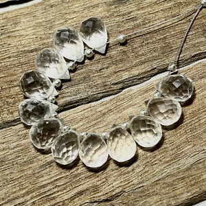 39.90cts Natural Crystal Quartz Beads Loose Gemstone 12pcs Size 10x7mm To 11x7mm - Foto 1 di 6