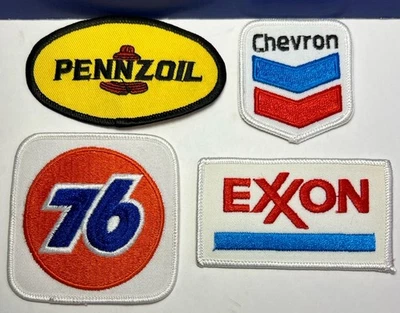 Lot of 4 Vintage Oil Gas Patches Exxon Chevron 76 Pennzoil Iron-On / Sew-On - Image 1 of 4