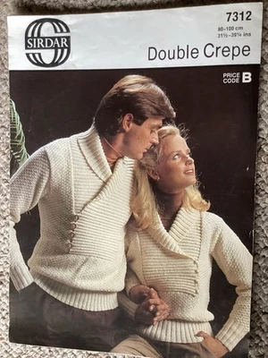 Vintage Sirdar Knitting Pattern Leaflet 7312 Lady / Man Jumper With Shawl Collar - image 1 of 2