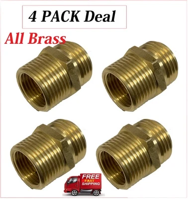 4 Pack Hex Adapter 3/4"  male Garden to 3/4"MNPT or 1/2" FNPT  Fitting Brass - Image 1 of 4