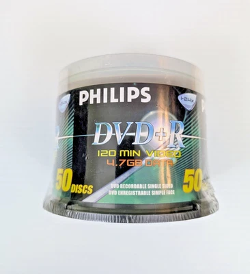 Philips DVDR1S02/751 4.7GB 120-Minute 2.4x DVD+Rs 50 ct. Cake Box Spindle Sealed - Image 1 of 4