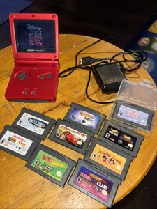 Roter Nintendo Gameboy Advance SP AGS 001 mit 10 Spielen - Bild 1 von 10