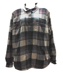Women's XL CARHARTT Plaid Flannel Fleece Lined Shacket Button Up, Pockets - Picture 1 of 12