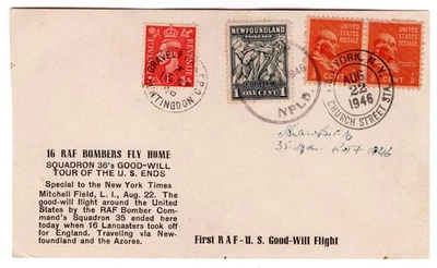 TO 1376a on Card - RAF Bomber Return Flight New York NY - Newfoundland - England - Image 1 of 2