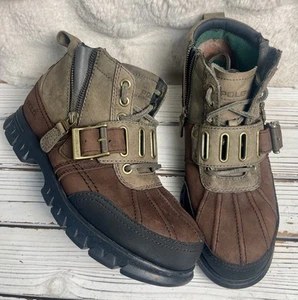 Polo PULITA 8,5 di Ralph Lauren Allendale pelle marrone anatra stivali da trekking fibbia - Foto 1 di 13
