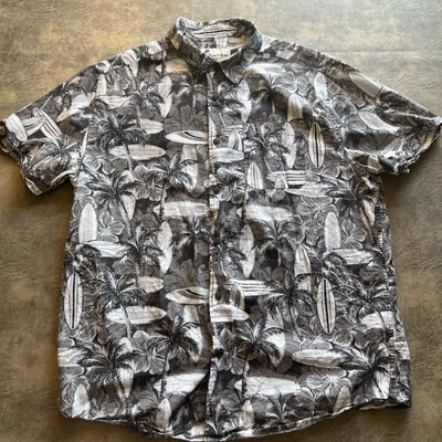 Гавайская рубашка Oliver & Burke мужская размер XL Surf Palm Tree в серых тонах короткий рукав - Изображение 1 из 4