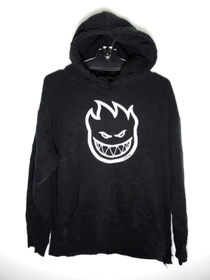 Moletom com capuz vintage Spitfire XL masculino anos 90 Y2K skatista grunge preto esmagado - Imagem 1 de 4