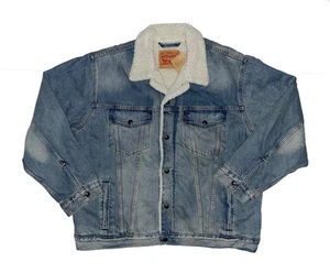 $108.00 LEVI'S SHERPA TRUCKER JACKET SNAP BUTTON MEDIUM STONEWASH BLUE DENIM XXL - Picture 1 of 8