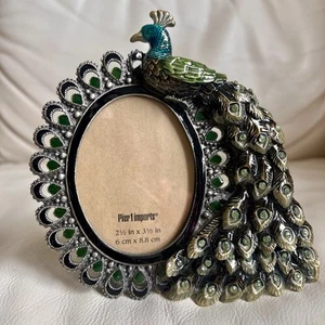 Pier 1 Imports Jeweled Oval Peacock Photo Frame - Picture 1 of 5