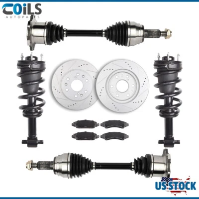 For GMC Yukon XL 1500 5.3L 11-14 Front CV Axle+Complete Struts+Brake Pads&Rotors - Image 1 of 4