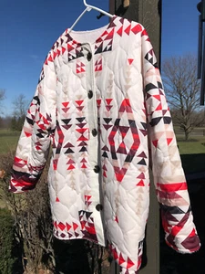 Aqua Pendleton Damen Stepp Wende Jacke M-L Rot Elfenbein Southwestern Neu mit Etikett - Bild 1 von 9