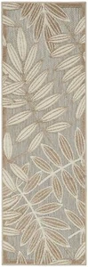 6' Runner Gray And Ivory Floral Stain Resistant Indoor Outdoor Runner Rug - Picture 1 of 4
