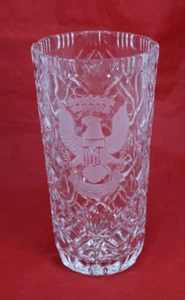 Crystal Vase 10" HEAVY Eagle Bird Presidential Seal Stars Flower Vase Decor EUC - Picture 1 of 13
