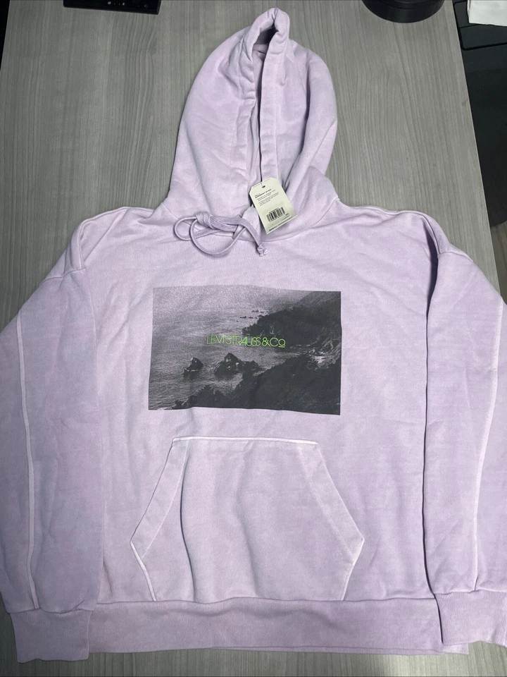Levi's Plus Size Logo Graphic Hoodie Women's 2X Pastel Lilac Kangaroo Pocket L/S