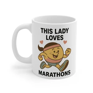"This Lady Loves Marathons" 11 Unzen Tasse - lustiges Geschenk für Läufer und Rennliebhaber - Bild 1 von 6