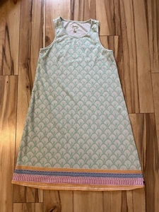 Hatley Women’s Bella A-Line Tank Dress Teal Print Size S Sleeveless Cover-Up - Picture 1 of 7