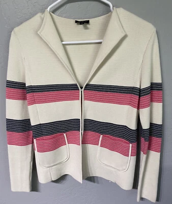 Talbots Petites P Size 0-2 Cardigan Sweater Ivory Black Pockets New Without Tags - Image 1 of 4