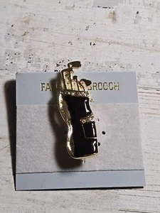 Broche prendedor bolsa de golf vintage con esmalte y pedrería P2 - Imagen 1 de 3