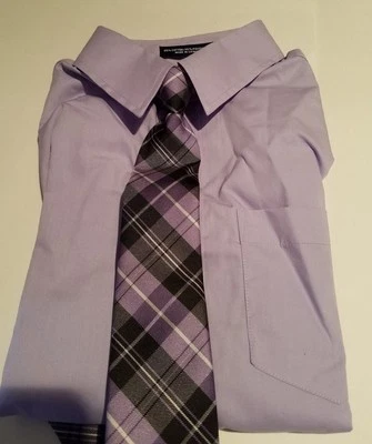 Boys Chaps Brand Lavender LS Dress Shirt Purple Clip on Tie Size  4  - Изображение 1 из 2