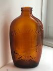 VINTAGE ANTIQUE BROWN AMBER CALDWELL RUM BOTTLE~EMBOSSED CLIPPER SHIP~ONE PINT