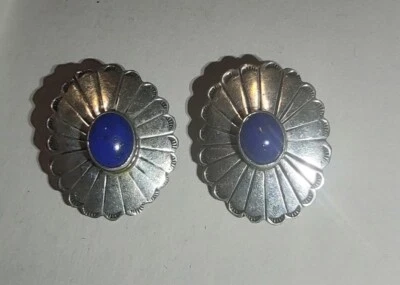 Aretes reales de plata de ley 925 con lapislázuli natural estilo vintage ((502)) Foto 1 de 4