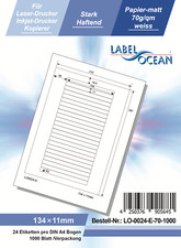Etichette Adesive Din A4 Bianco 134x11mm (Laser Inkjet Copiatrice) 1000 Foglia
