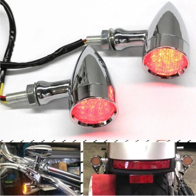 适用于 Harley Super Glide 红色摩托车子弹 LED 制动器跑步转向信号灯 — 第 1/4 张图片