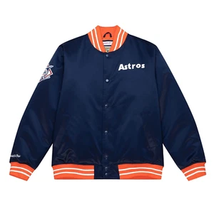 Mitchell & Ness HOUSTON ASTROS Heavy Satin Jacket Navy Color Size Large New with - Bild 1 von 8