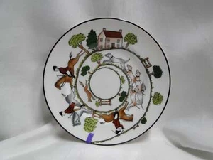 Crown Staffordshire Hunting Scene: Hunters: Bread Plate, 6 1/8", Trim Wear - Picture 1 of 7