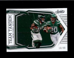 HALL / CARTER 2022 PANINI ABSOLUTE JETS TEAM TANDEM DUAL JERSEY #10/99 BC9625