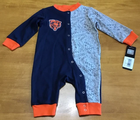 Chicago Bears NFL Team Apparel Toddler 3/6 Months Long Sleeve Sleeper Pajamas Cover