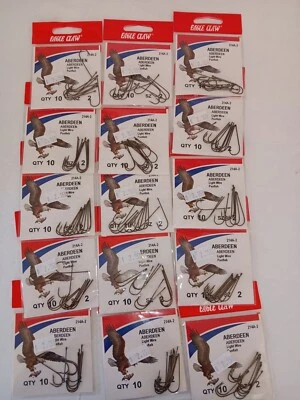 Anzuelos (15) Garra de Águila Tamaño 2 Aberdeen Ganchos Alambre Ligero Panfish Anzuelos 214A-2 Foto 1 de 2