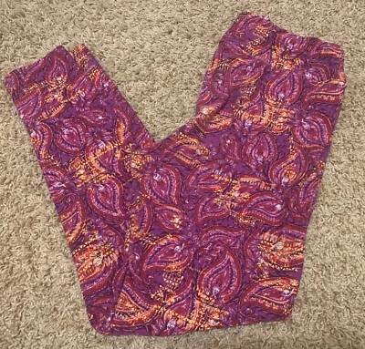 LULAROE TC LEGGINGS PÚRPURA PAISLEY elástico confort B2016 Foto 1 de 4