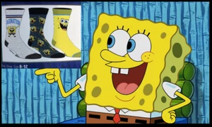 Spongebob Squarepants Crew Socks 3 Pair Pack Men's Shoe Size 8 to 12 NWT - Picture 1 of 5