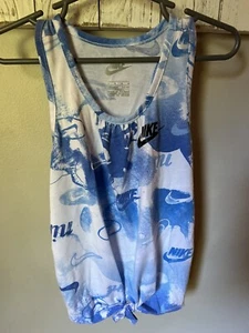 Nike Tank Top Color Blues Girl Size Medium 5-6 Years Racer Back Tie Front - Picture 1 of 5